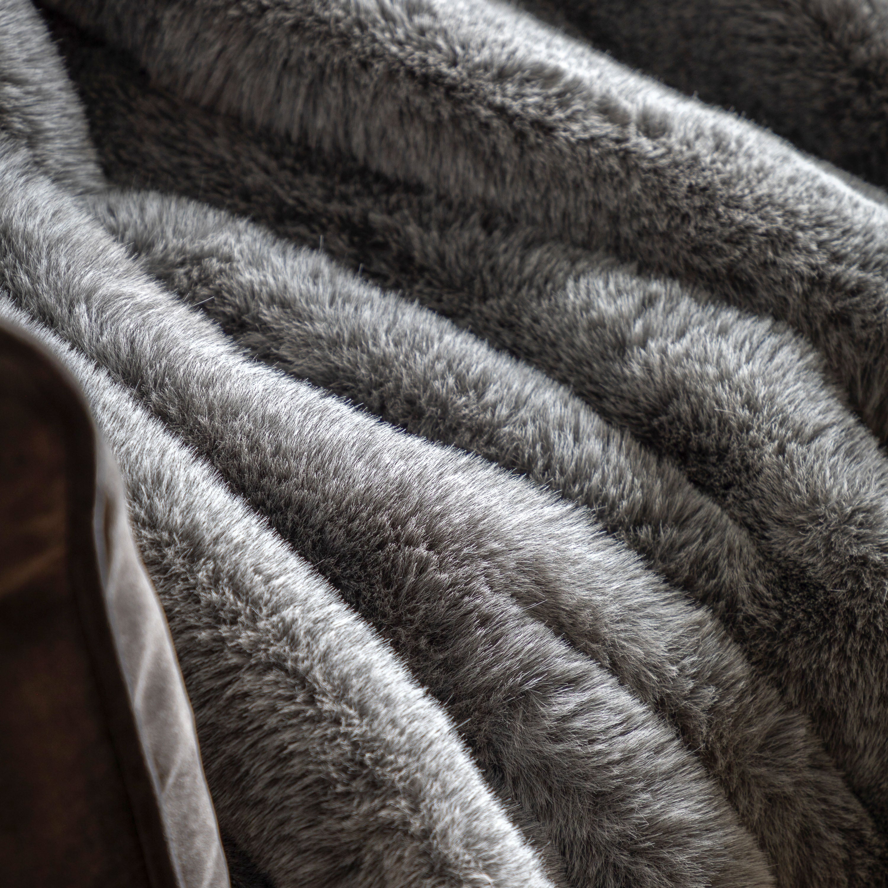 Bernard Smoke Grey Faux Fur Throw